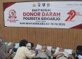 Baksos Donor Darah Polresta Sidoarjo Menyonsong Perayaan HUT Bhayangkara