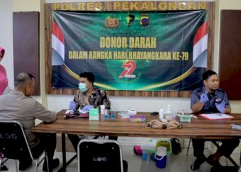 Menyambut HUT Bhayangkara ke-79 Polres Pekalongan adakan bakti sosial donor darah