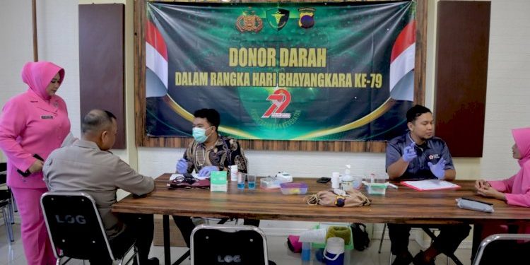 Menyambut HUT Bhayangkara ke-79 Polres Pekalongan adakan bakti sosial donor darah