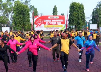 Semarak Hari Bhayangkara Ke-79, TNI-Polri dan Pemerintah Kabupaten Pekalongan Gelar Olahraga Bersama