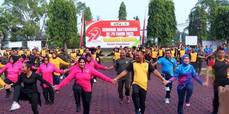 Semarak Hari Bhayangkara Ke-79, TNI-Polri dan Pemerintah Kabupaten Pekalongan Gelar Olahraga Bersama