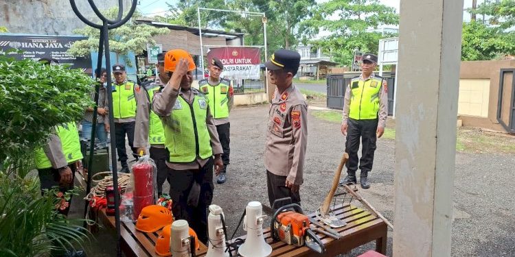 Siaga Musim Hujan, Polsek Jajaran Gelar Apel Penanganan Bencana dan Sarana Prasarana