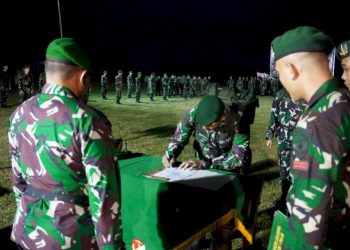 Kasi Ops Pimpin Upacara Serah Terima Estafet Tonting Yudha Wastu Pramuka Jaya 2024