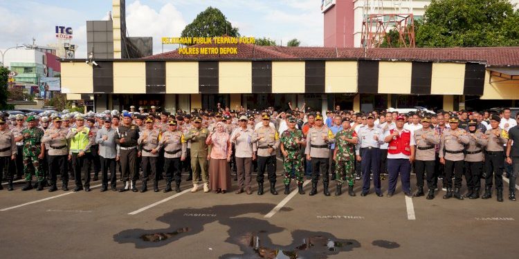 Apel Gabungan Dandim dan Kapolresta Antisipasi Situasi Malam Pergantian di Depok