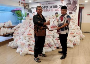 HUT ke-18, Kader Gerindra Bagikan 10000 Paket Sembako di Sumut